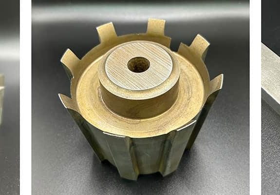 Wire erosion EDM machined steel component | Wire erosion EDM machined brass component | Wire erosion EDM machined brass component
